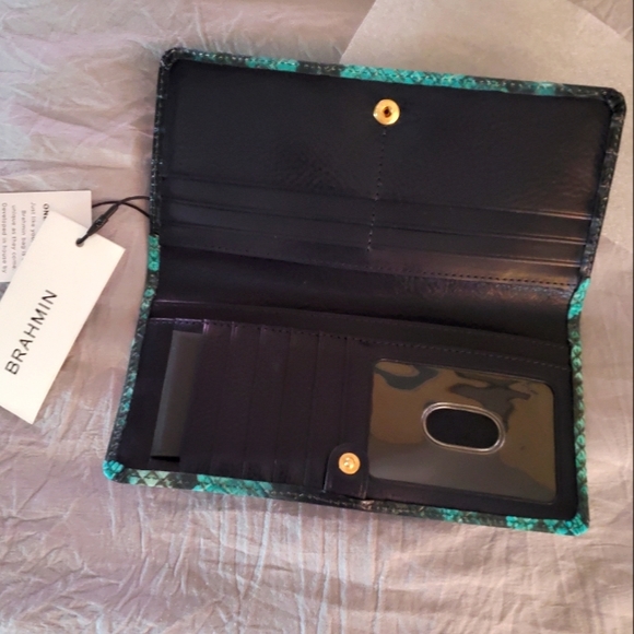 BRAHMIN Ady Wallet in Blue Waterford Genuine Leather - Picture 8 of 12